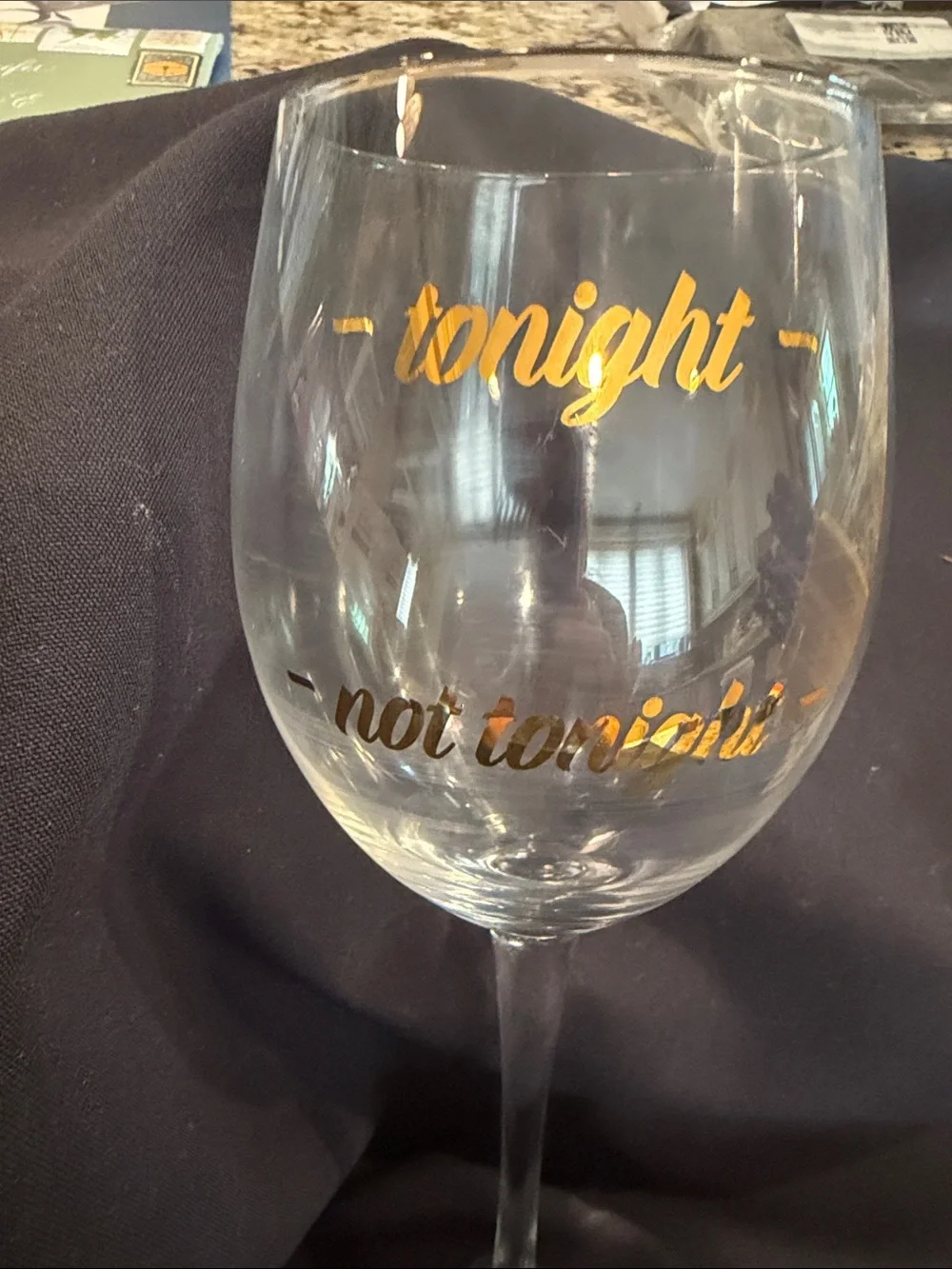 Two’s Company Wine Glass with 'Tonight / Not Tonight' Markings - Clear Glass